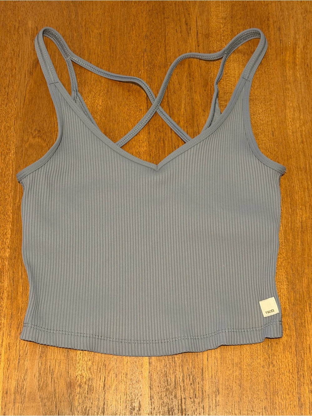Vuori Ribbed Cropped Tank Top - Slate Blue